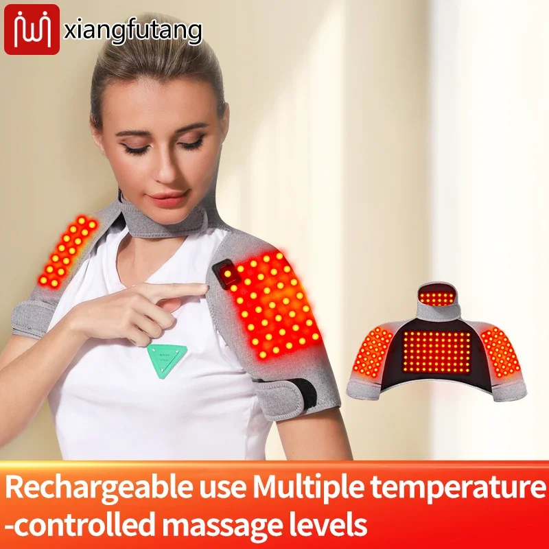 Red Light Massage Shawl 3-Gear Heat&Vibration Levels Winter Warmer Heating Neck Shoulder Upper Back Pad for Muscle Relaxation