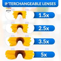A33Z-Rechargeable Magnifier, Head Magnifier, Eyeglass Magnifier For Reading And Hobbies With 2 LED Lights And Lenses