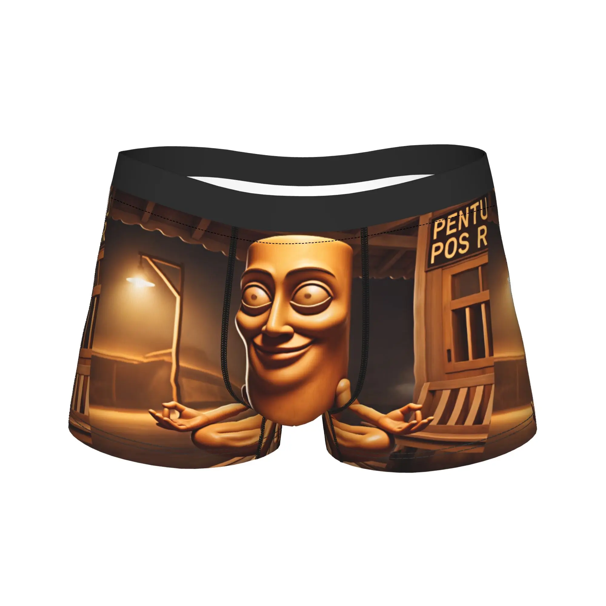 Funny Tung Tung Sahur Meditation Yoga Meme Trunk Pouch Underwear Trenky Pattern Boxer Brief Comfortable Men Underpants Plus Size