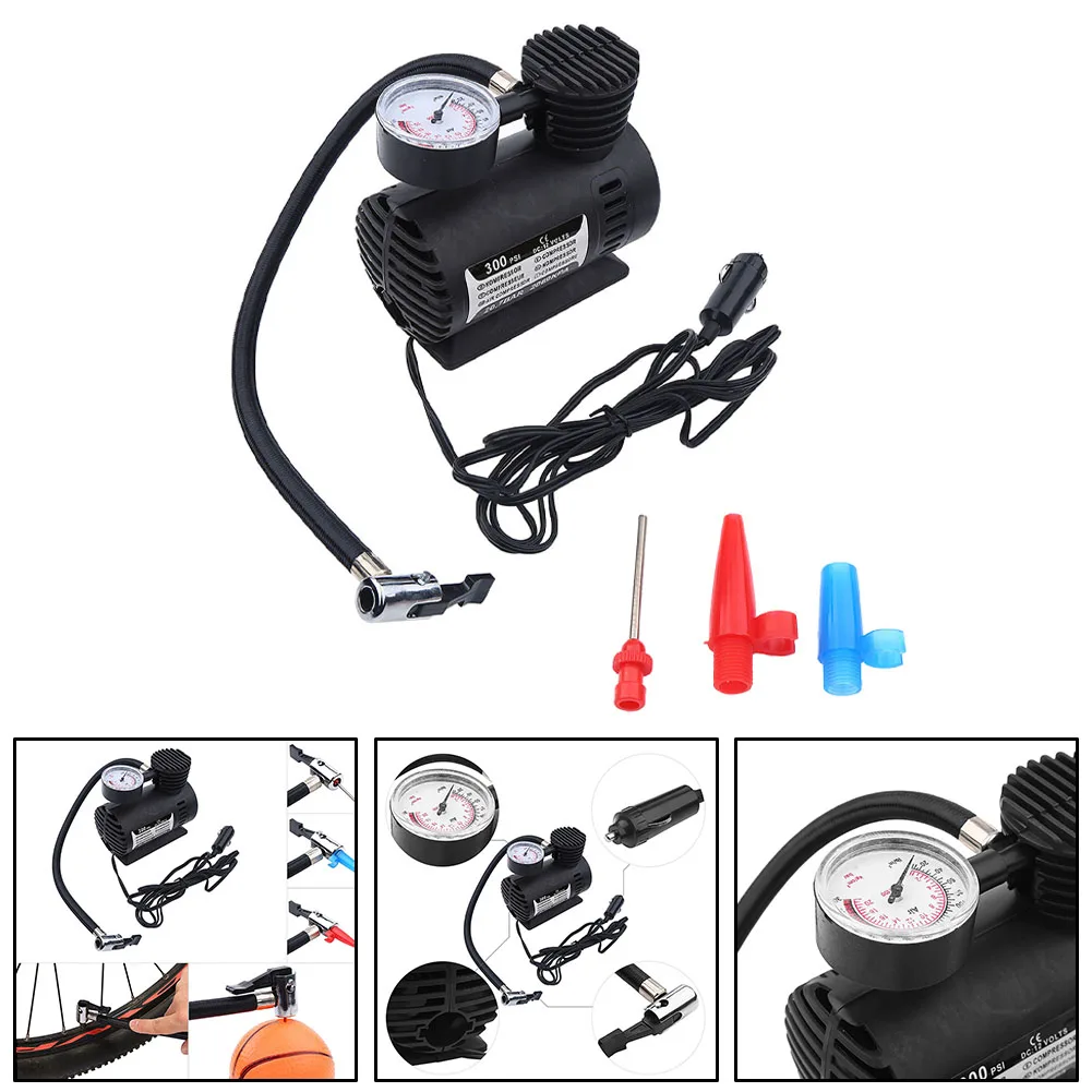 12V Car Electric Air Pump 300psi Air Compressor Tire For Inflator For Vehicles For Car Bicycle Motorcycle Tires