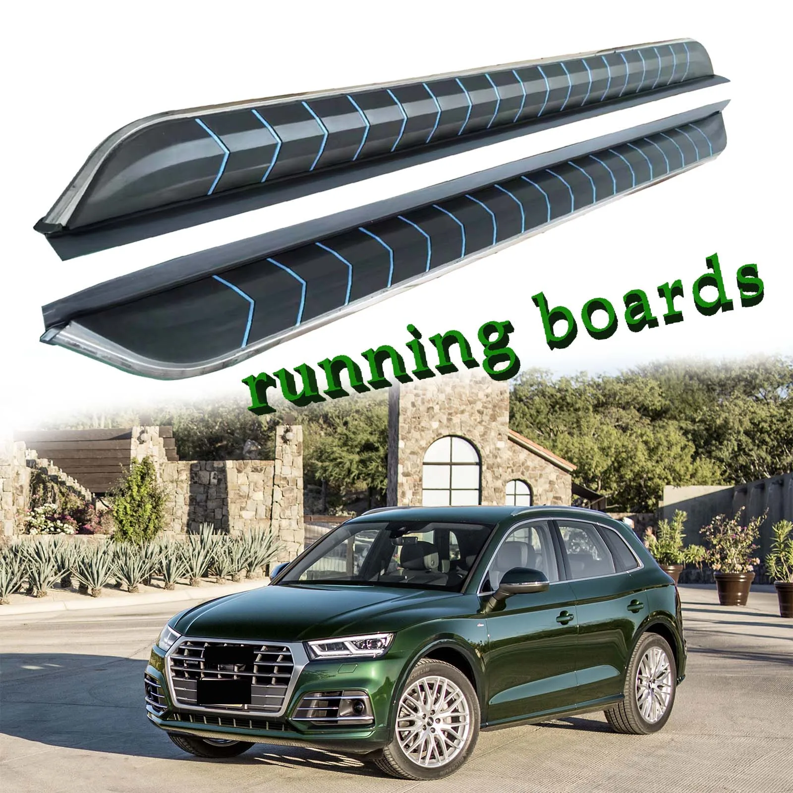 

2Pcs Fits for Audi Q5 SQ5 2018-2024 Fixed Nerf Bar Side Step Pedal Running Board（with brackets)