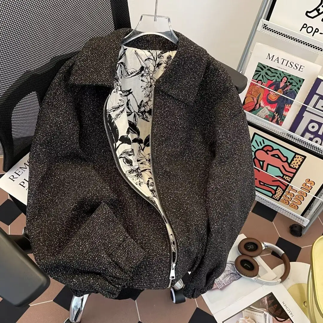 

Мужская свободная куртка 2024: осенне-весенняя, в уличном стиле, хип-хоп, харадзюку, корейская версия, повседневная верхняя одежда из полиэфирного волокна