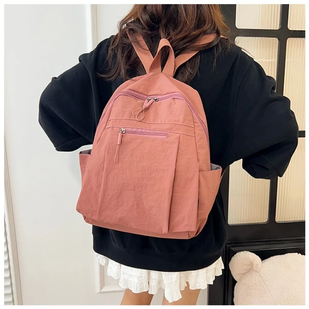

Casual Large Capacity Backpack Multifunctional Ultra-Light School Bag Solid Color Shoulder Bag Travel