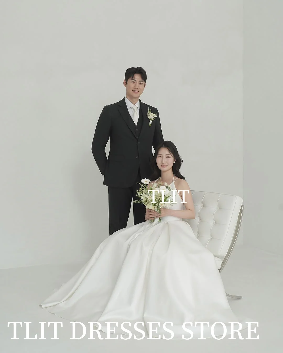 Tlit elegante seda cetim a linha vestido de casamento nne deeep com decote em v vestidos de noiva coreia vestidos de noiva fotos sessão personalizada