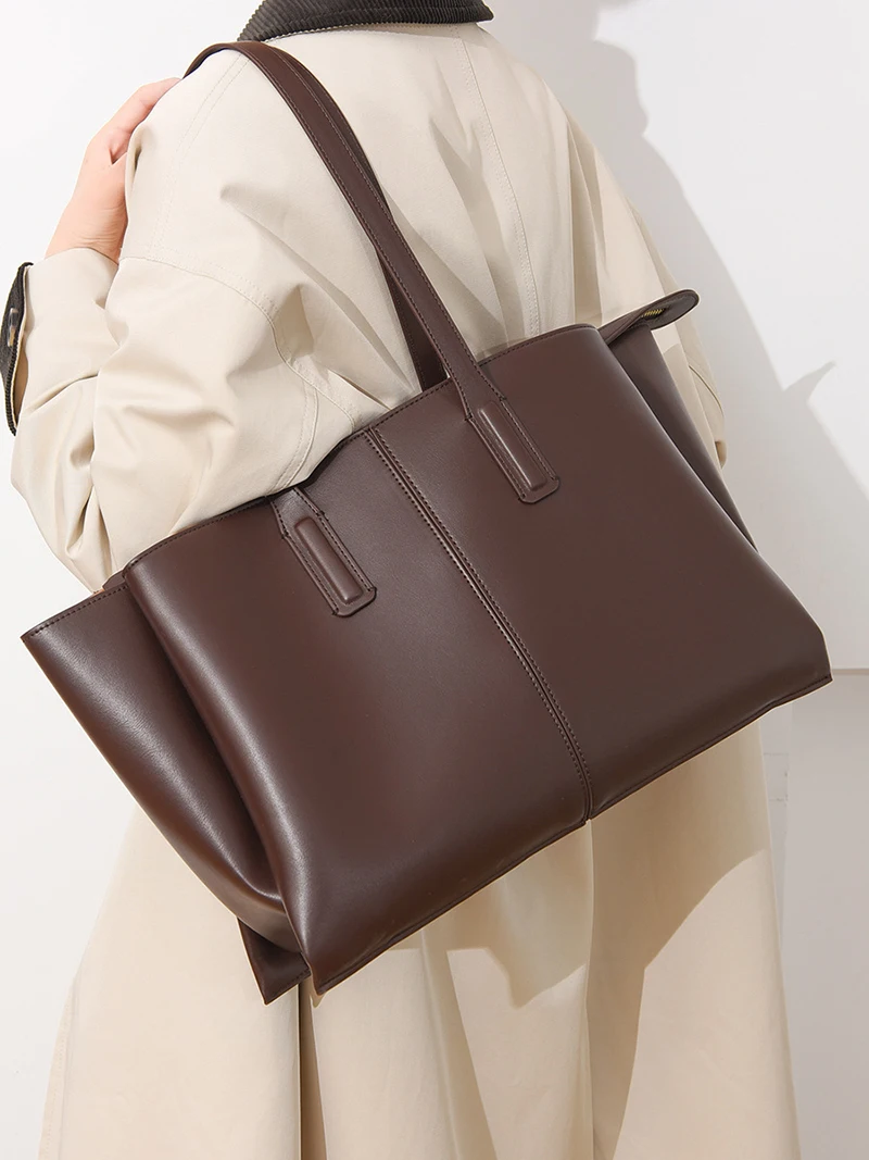 

Vintage Women's Tote Bag New Korean Version Large Capacity Simple Commuting Bag Fashionable and Versatile Single Shoulder Bag