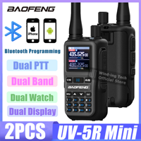 2PCS Baofeng UV-5R Mini Walkie Talkie Type-C Bluetooth Programming AM FM Dual Band Dual PTT Frequency Hopping Ham Portable Radio