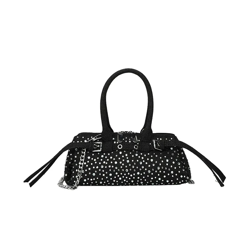 

Fashion Handbag Rhinestone Denim Bag Rivet Personalized Handbag New Style Messenger Bag Shoulder Bag Holiday Bag Gift For Women