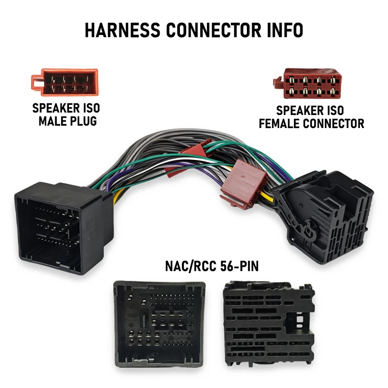 PHYEE NAC RCC 56Pin T-Harness Adapter for DSP Amp, SOT Lead for Peugeot Citroen DS Opel, Plug&Play ISO Speaker Breakout Cable