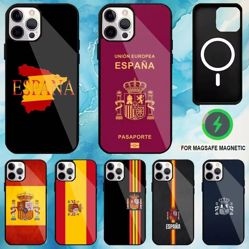 

Spanish Flag Phone Case For iPhone17,16,15,14,13,12,11 Plus,Pro Max Magnetic For Magsafe Wireless Charging
