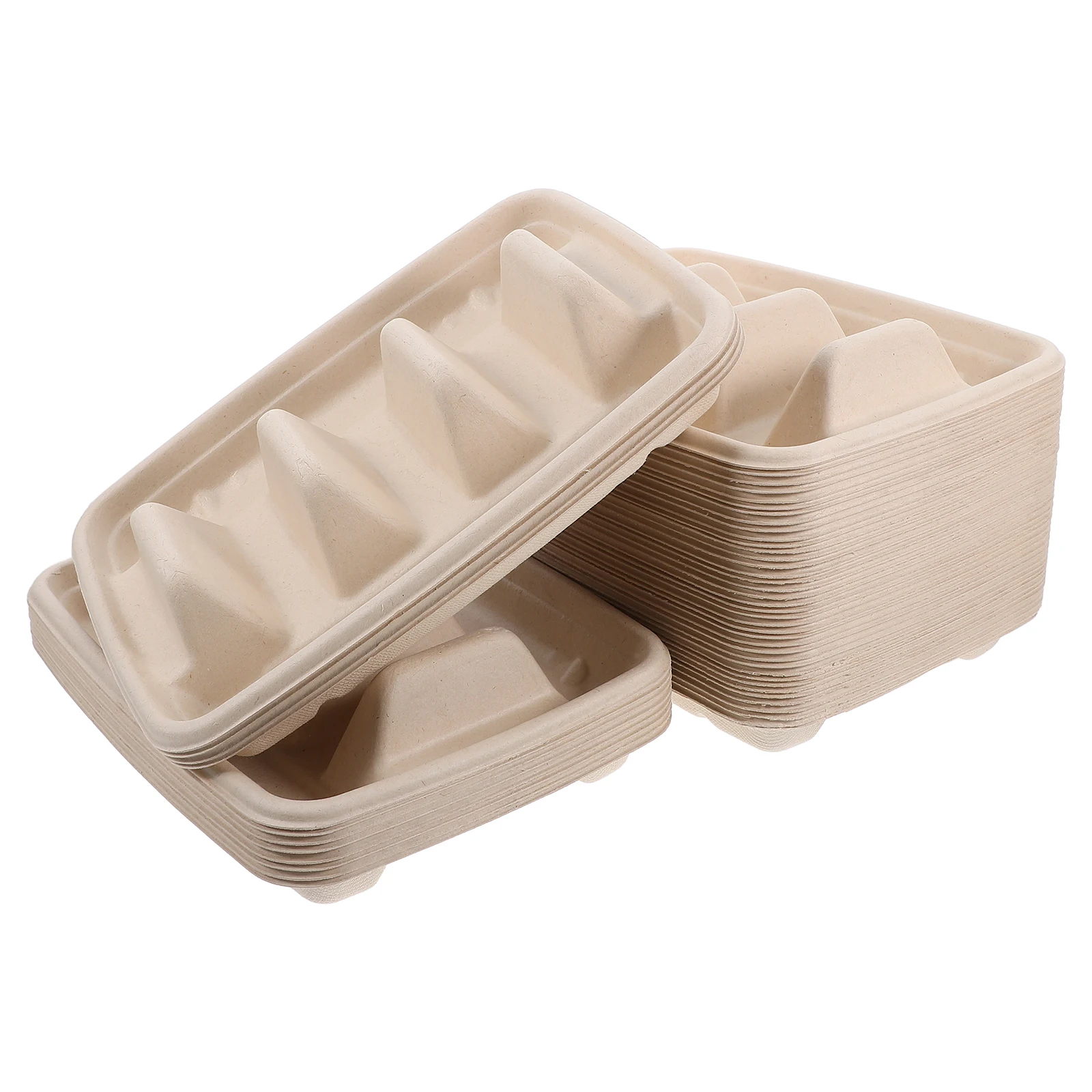 

50 Pcs Taco Plate Disposable Pulp Holder Dividers Tray Rack Party Supplies Food Serving Snack Dish Kitchen Bar