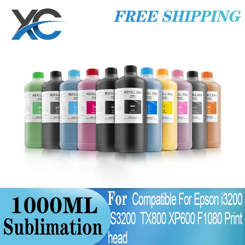 1000ml Sublimation Ink Compatible For Epson Refill Ink i3200 XP600 TX800 L1440 F1080 Print head Heat Transfer Kit Press T-Shirt