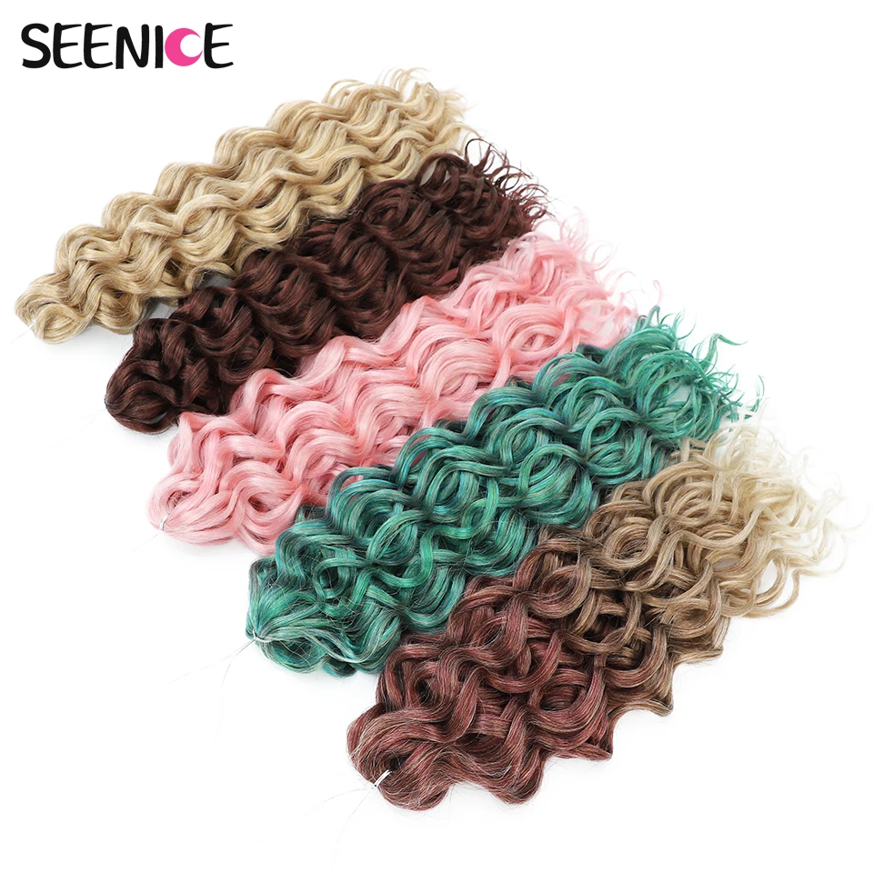 Ocean Wave Braiding Hair Extensions Deep Wavy Twist Crochet Hair Synthetic Afro Curl Hawaii Ombre Pink Crochet Braids For Women