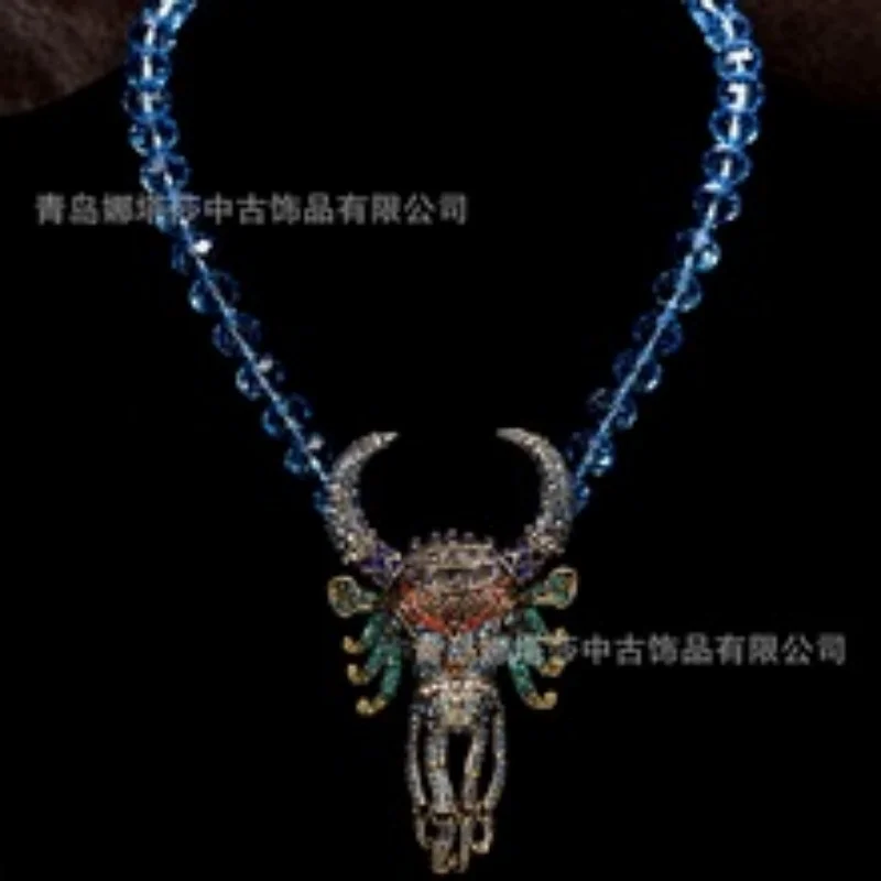 أقراط متوسطة الطراز الأوروبية والأمريكية، مجموعة مجوهرات شرابة رأس الثور العصرية والفاخرة، صناعة ثقيلة كاملة الماس