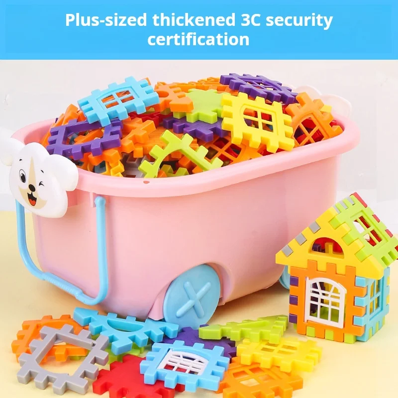 Décennie s de construction colorés en plastique pour enfants, jouets de puzzle, assemblage de maison, insertion, filles, garçons, cadeau d'anniversaire, 3 à 6 ans, 210 pièces