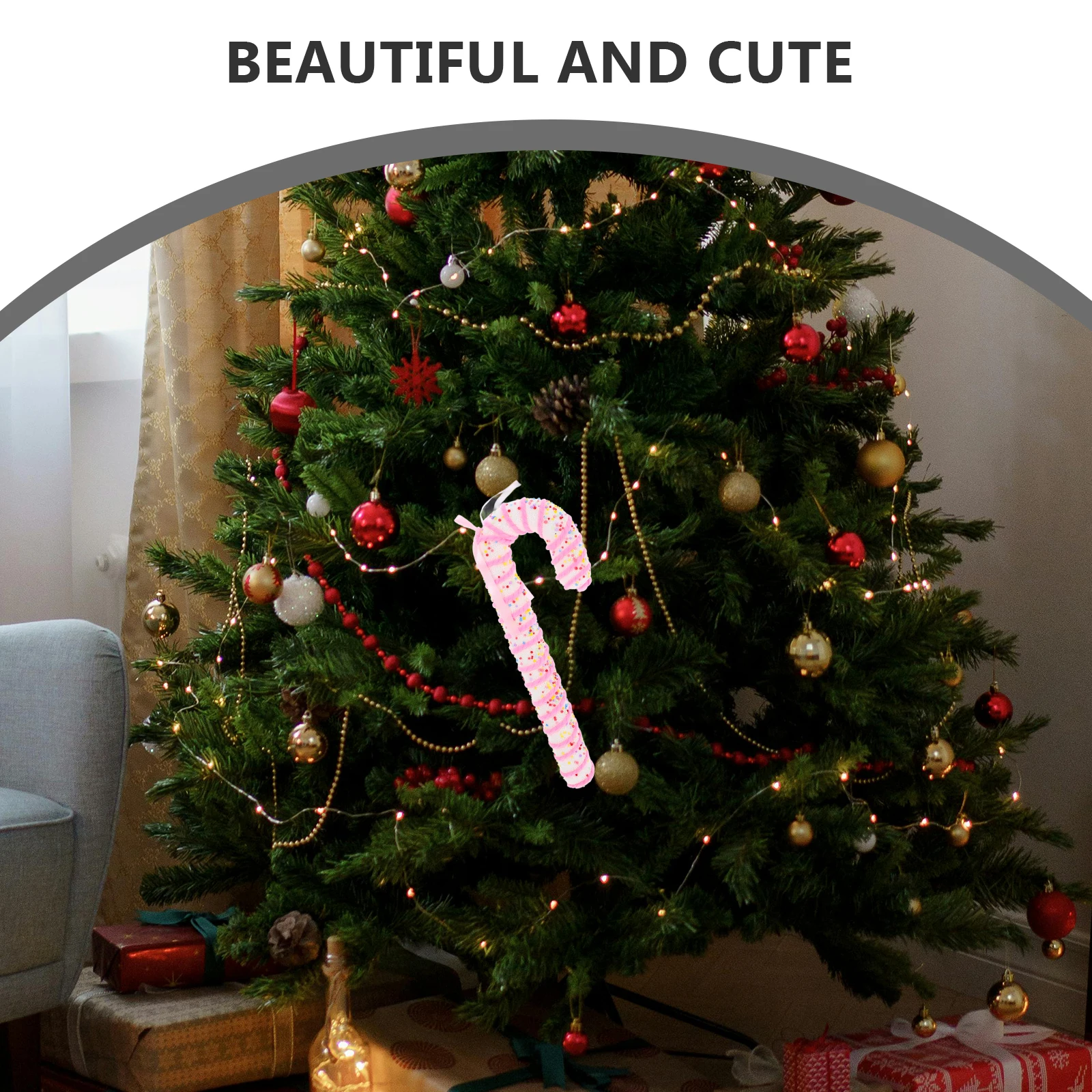 Großer Zuckerstangen-Ornament, 33 cm, hängender Anhänger für Baum, Feiertags-Display, festliche Heimdekoration