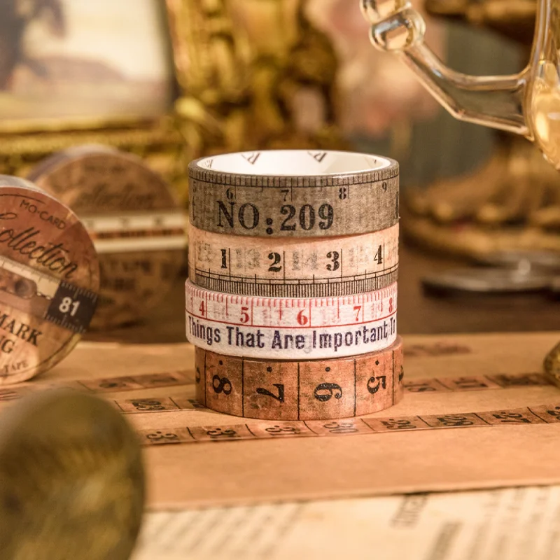 Mr Paper Tape Measure Collection Series Washi Tape Vintage Style Beauty Decorative Tape DIY Handbook Material Diary 6rolls in