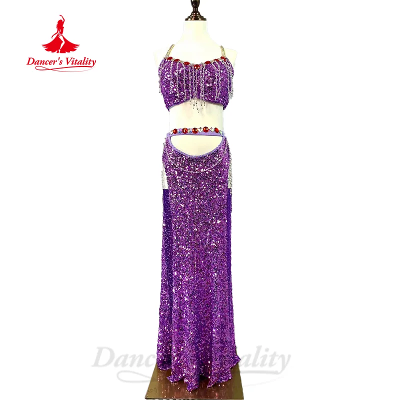 

Belly Dancing Performance Costume Adult and Children Customized Luxury Rhinestone Sequin Set Oriental Dance Competition Clothing