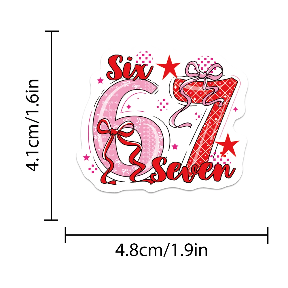 50PCS Six Seven Waterproof Vinyl Stickers for Water Bottle Laptop Skateboard Car Adults Teens Party Favors Classroom Rewards