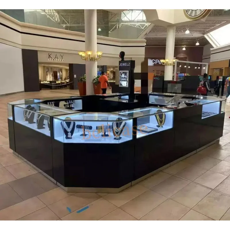 2025customized. jewellery store furniture glass display showcase retail jewelry display cabinet modern shopping mall jewelry kio