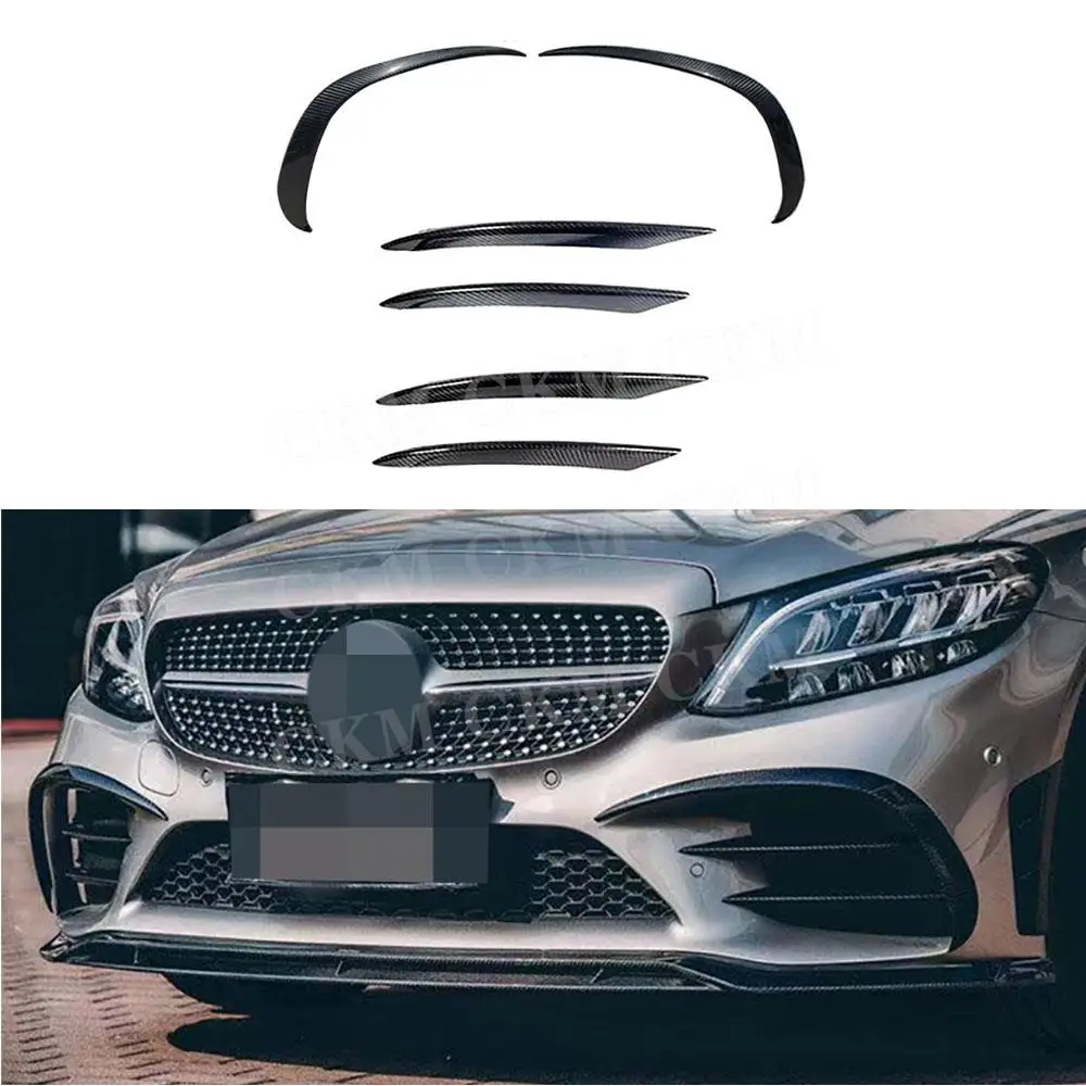 

Carbon Fiber Front Bumper Fog Lamp Splitter Strip Trim Grille Cover Decoration for Benz C Class W205 C205 Sport 2019-2022