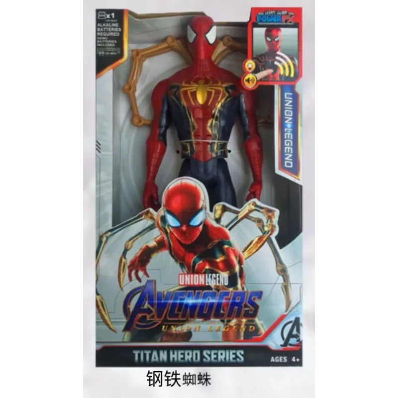 마블 어벤져스 액션 피규어, 슈퍼히어로 스파이더맨, 다리미, 블랙 팬서, 캡틴 아메리카, 그루트 헐크, 빛나는 생일 선물 장난감