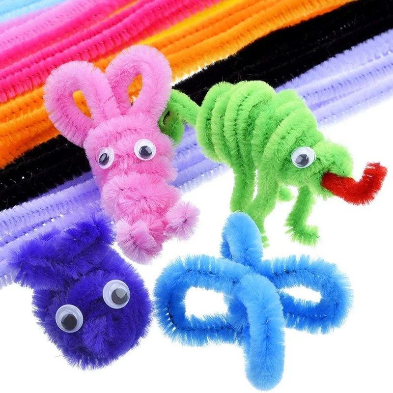 100~500PCS Flexible Chenille Stems Pipe Cleaners Kids Art Craft Toys, Soft Bendable Stems For Handmade Animals & Flowers TMZ