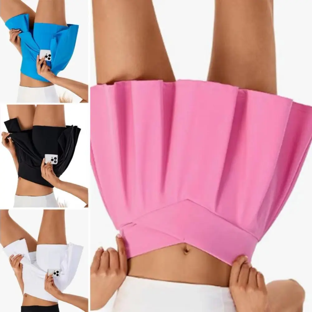 Indoor Wear Yoga Skort Women Yoga Skort A-Line Style Yoga Sport Skirt with Liner Solid Color Comfortable Fabric Versatile Skirts