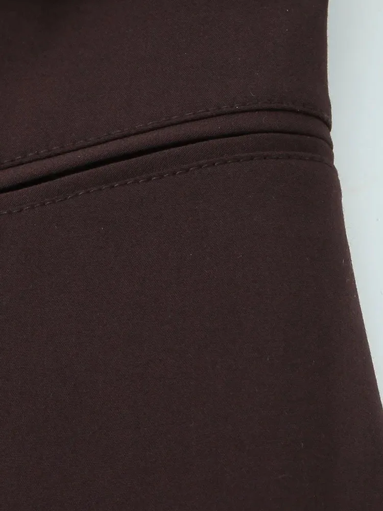 HH Abito da donna in 2 pezzi solido moda colletto rovesciato bottone cintura a maniche lunghe decorare giacca + pantaloni a pieghe con orlo tascabile estivo