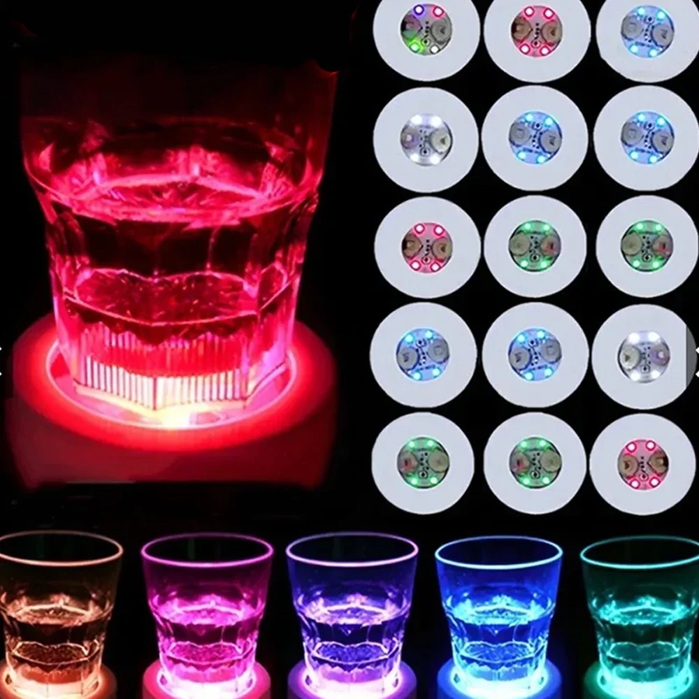 LED Coaster Light Up Coasters Stickers Liquor Bottle Drink Luminous Cup Mat Club Bar Party Car Wedding Vase Decor