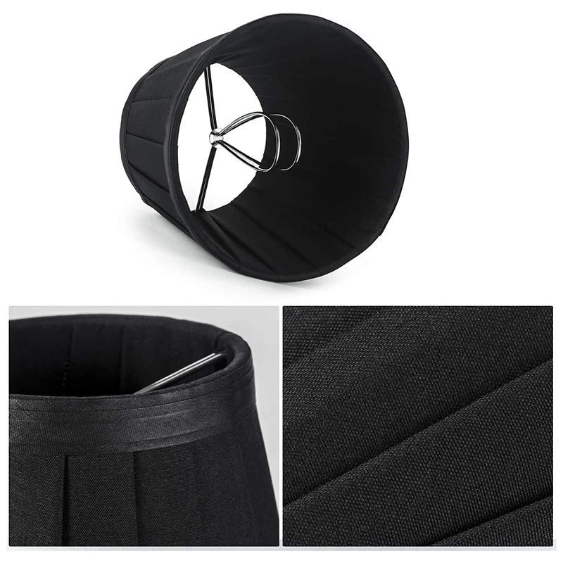 Heißer Clip auf Lampen schirmen Kerze Kronleuchter Lampen schirme für Decke Pendel leuchte Tisch lampe Stehle uchte 6 pcs schwarz