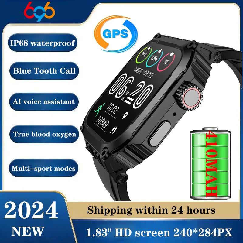 

Outdoor Sports GPS Smart Watch Heart Rate Blood Oxygen Health Blue Tooth Call Watches IP68 Waterproof Smartwatch 410Mah Battery