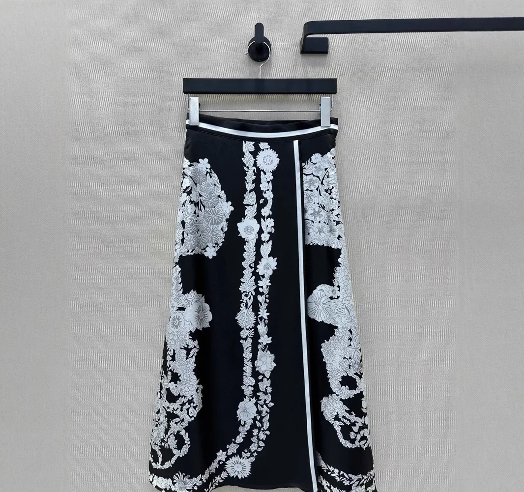 Women's Spring/Summer 2025 Luxury Silk Twill Print Skirt
