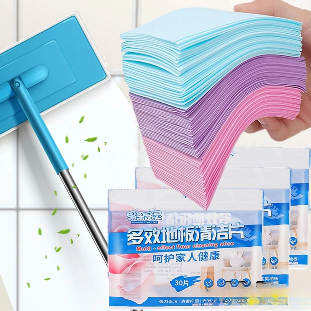 

30Pcs Floor Cleaner Sheets Strong Decontamination Tile Floor Mopping Cleaning Tablets Papers For Bathroom Cleaning Supplies