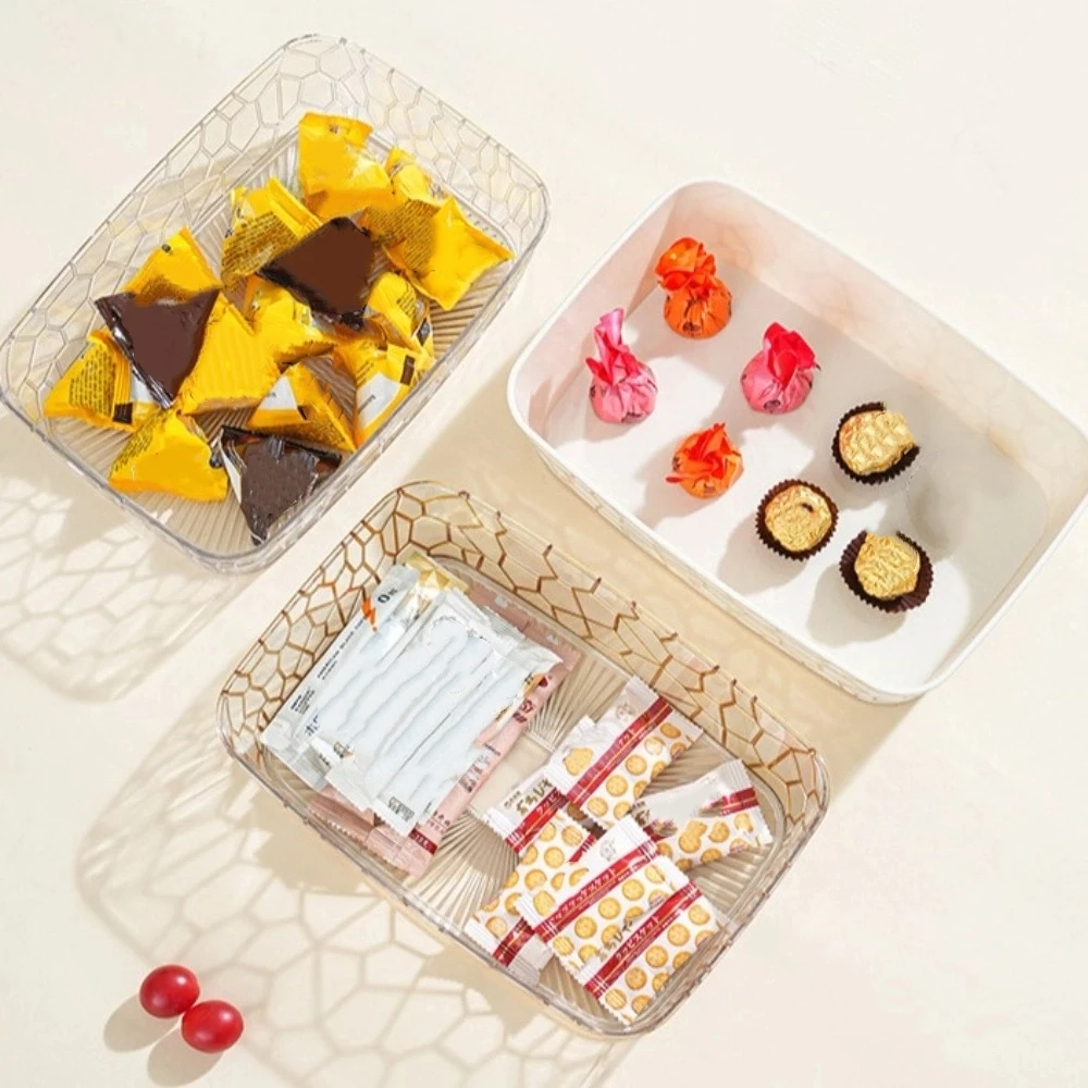 

with Lid and Handle Fruit Snacks Plate Tray Rectangle Square Plastic Sample Display Tray Box Space Saving Transparent