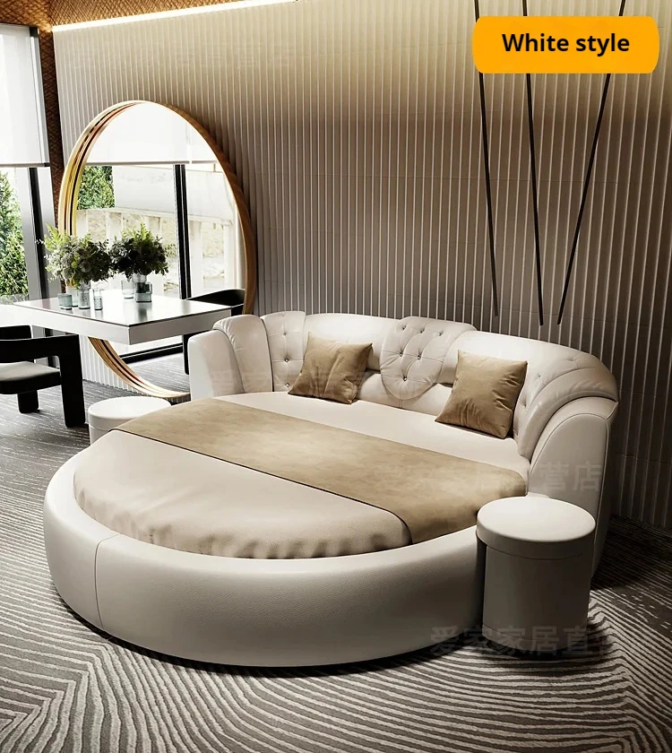 European Style Large Double Bed Round Modern Minimalist Princess Double Bed Luxury Human Camas De Dormitorio Bedroom Furniture