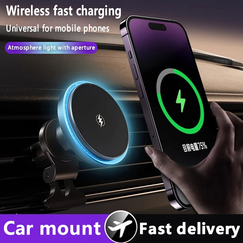 OSSKY New 15W Magnetic Car Wireless Charger Magnetic Car Phone Holder for iPhone 12 13 14 15 16 17 Pro Max Fast Charging Station
