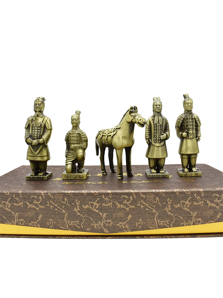 

Qin Terracotta Warriors Ornaments Souvenir Hand-Made Copper Car Horse Xi'an Archaeology Mining Toys Model Crafts Gift Box