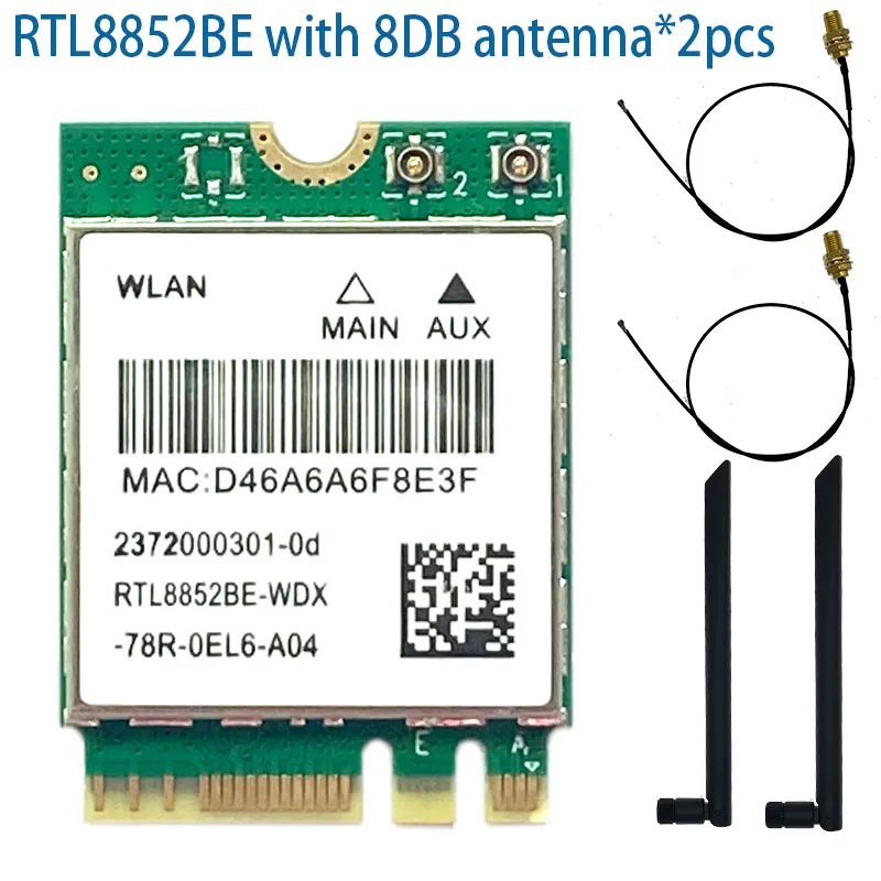 RTL8852BE Dual Band 2.4G/5G WIFI6 802.11ax WIFI Card 1800M BT5.2 Module Network NGFF M.2 For laptop/PC Support Win10/Win11