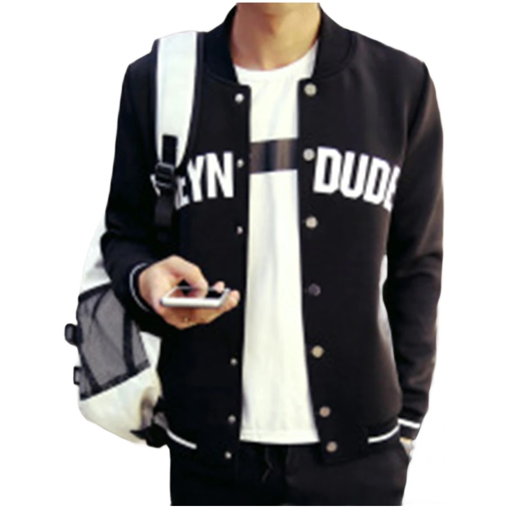 

Мужская корейская повседневная бейсбольная куртка с буквенным принтом, облегающая универсальная уличная верхняя одежда