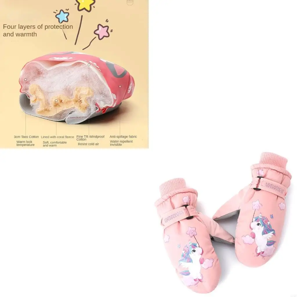 

2-5 лет детские зимние перчатки мультипликационные лыжные перчатки с перочками против скольжения 425f