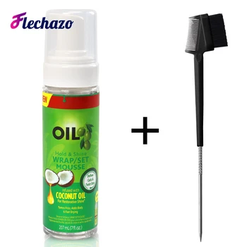 폼 랩 무스 및 브러시 세트, 자연스러운 좋은 냄새, 올리브 오일 홀드 및 샤인 랩, 컬링 정의, 브러시 포함