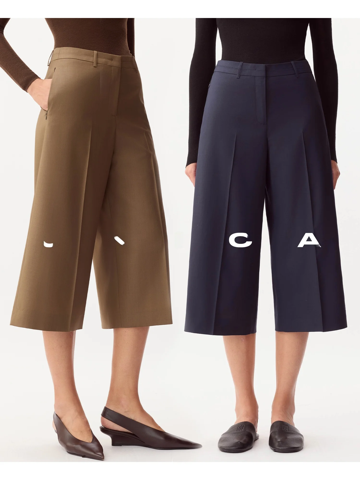 

UNICA Slim Fit Fashionable Woolen Shorts Side Split Six Points Casual Pants Women's Natural Waist Minimalist Style