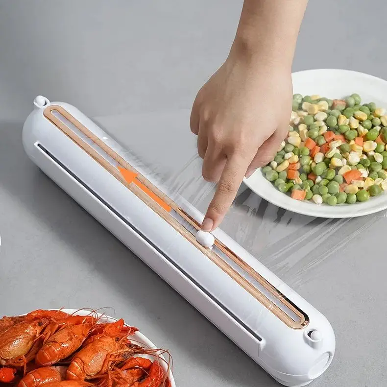 Magnetic Refillable Plastic Wrap Dispenser With Cutter, Tin Aluminum Foil Dispenser Cutter, Film Wrap Dispenser Kitchen Tool