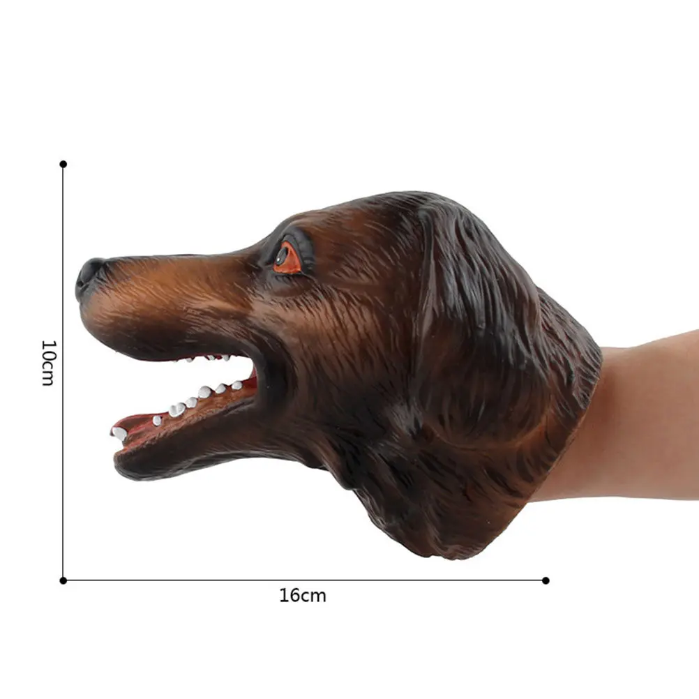 

Plastic Soft Rubber Animal Hand Puppet Simulation Kids Prank Interactive Accessories Funny Coffee Dachshund Shape Imaginative