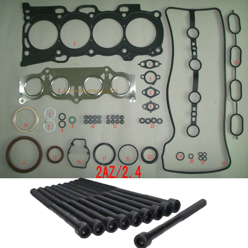 2AZ 2AZFE Engine Full gasket set kit cylinder head bolt for TOYOTA CAMRY RAV4 SOLARA AVENSIS VERSO PREVIA ACR50 2.4L 16V 2362cc