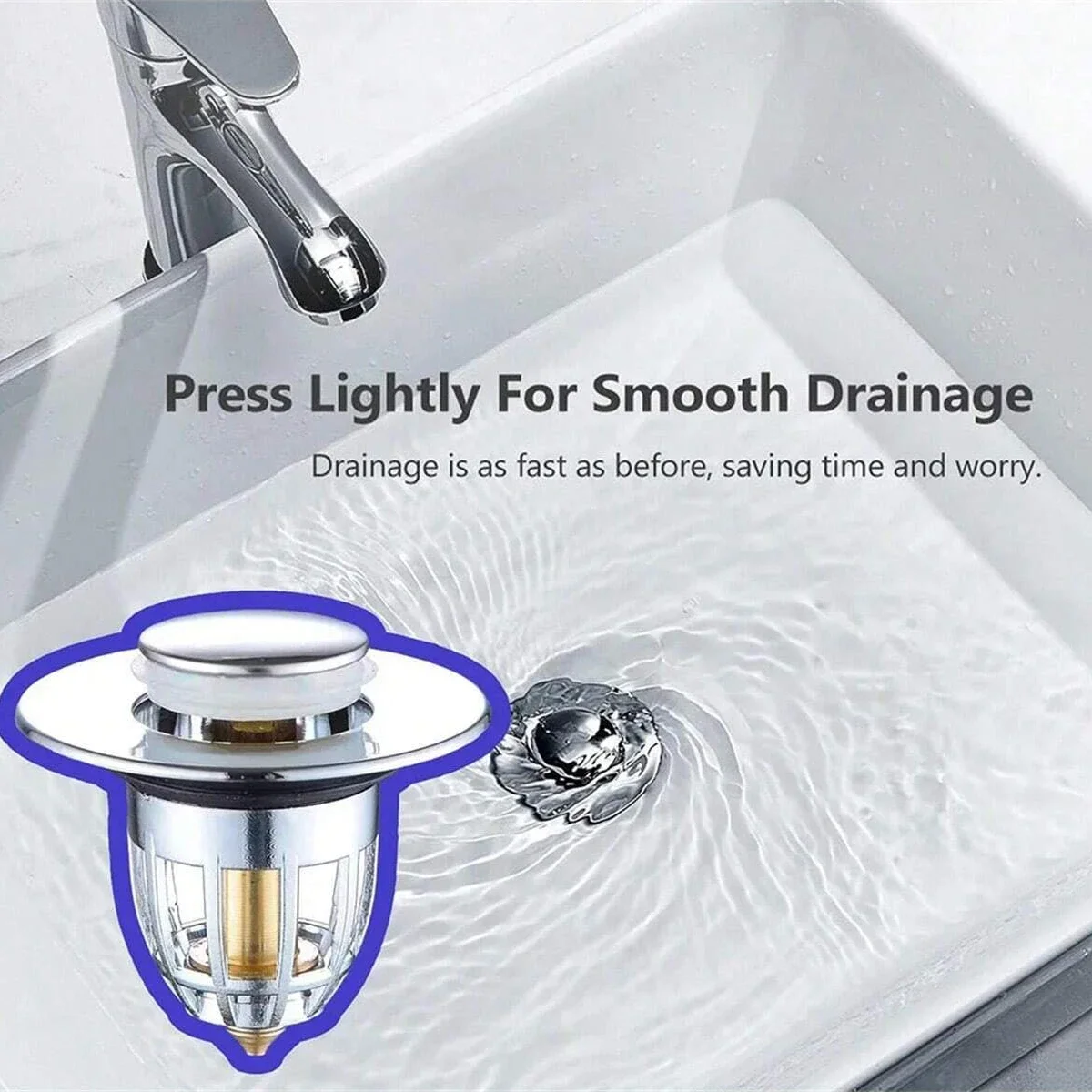 1/2/5pcs Universal Rebound Drain Plug Filter Basin Pop-up Chrome Sink Filter with Hair Catcher Bathroom Sink Drain Stopper