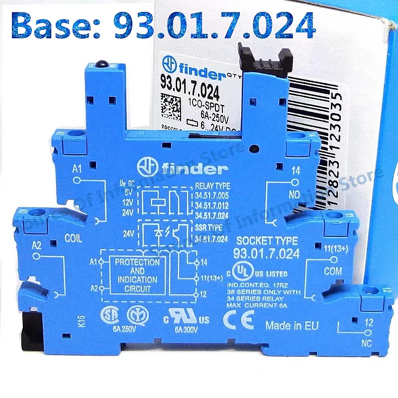 10Pcs, Finder Relay, 34.51.7.024.0010, 24VDC, 6A Base, 93.01.7.024