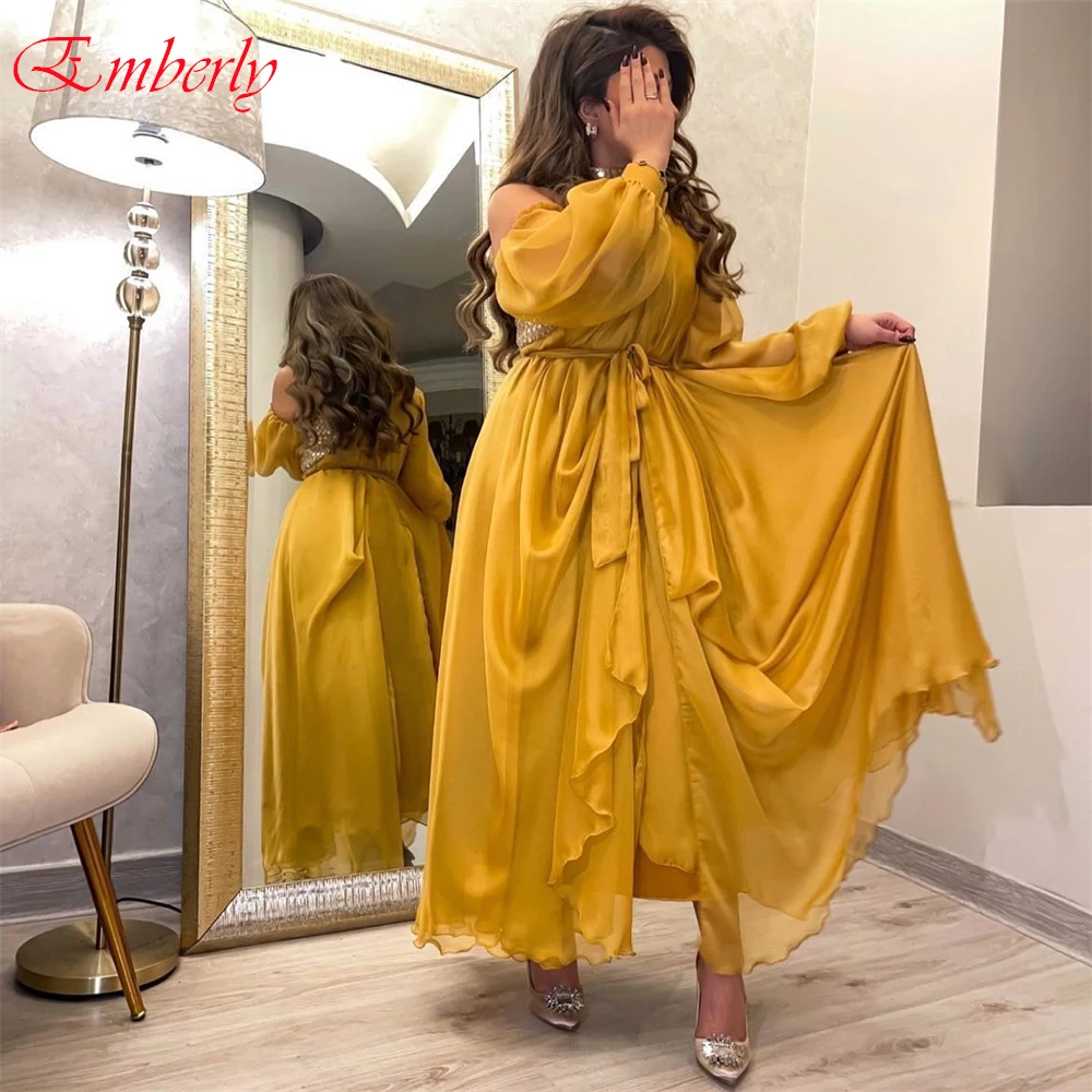 Personalizado gracioso organza a linha vestido de noite clássico mangas compridas vestidos de baile temperamento faixas vestidos de ocasião especial