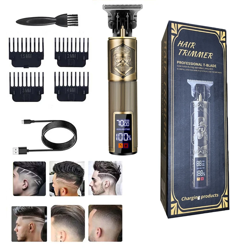 

T9 Vintage USB Hair Clipper Professional Trimmer Cordless Haircut Machine Shaver Rechargeable Hair Trimmer Adjustable Barber