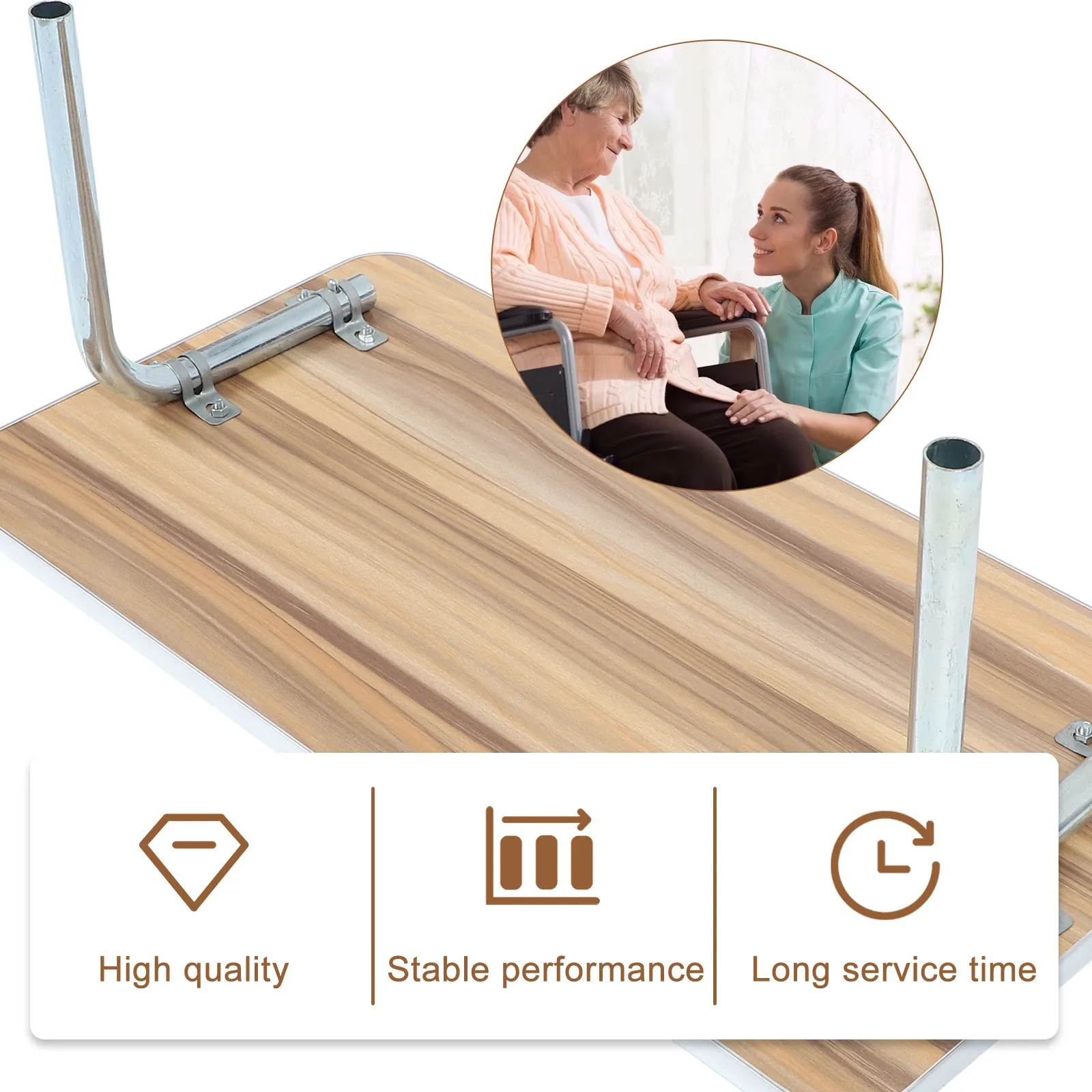 

1pc Adjustable Table Board Wooden Dining Tray For Wheelchair Accessory Portable Table Board Wheelchair Supply